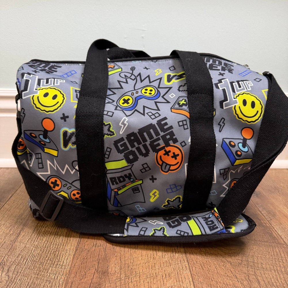 iscream Duffle Bag Kids OS Grey Gamer Print Arcade Travel Bag